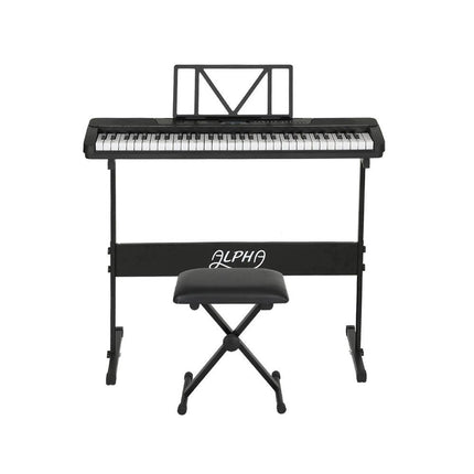 Alpha 61 Keys Electronic Piano Keyboard Digital Electric w/ Stand Stool Touch.