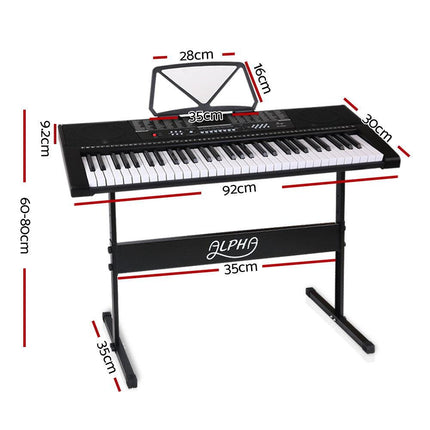 Alpha 61 Keys Electronic Piano Keyboard Digital Electric w/ Stand Sound Speaker.