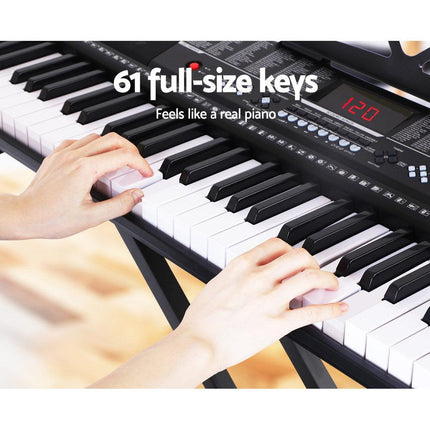 Alpha 61 Keys Electronic Piano Keyboard Digital Electric w/ Stand Sound Speaker.