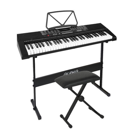 Alpha 61 Keys Electronic Piano Keyboard Digital Electric w/ Stand Stool Speaker.