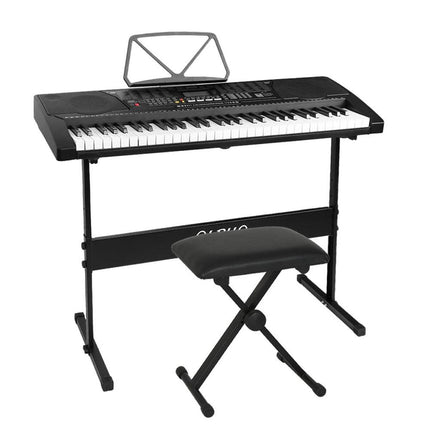Alpha 61 Keys Electronic Piano Keyboard Digital Electric w/ Stand Stool Lighted.
