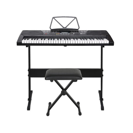 Alpha 61 Keys Electronic Piano Keyboard Digital Electric w/ Stand Stool Lighted.