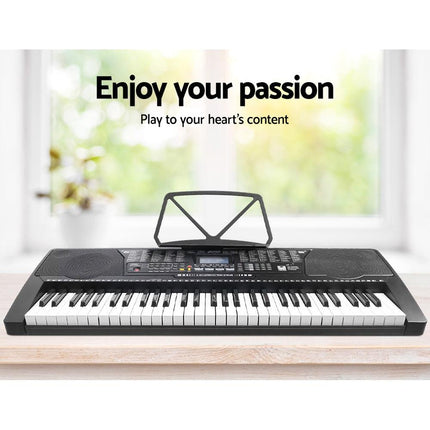 Alpha 61 Keys Electronic Piano Keyboard Digital Electric w/ Stand Stool Lighted.