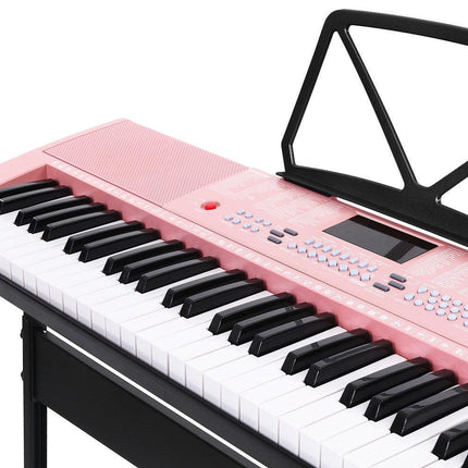 Alpha 61 Keys Electronic Piano Keyboard Digital Electric w/ Stand Lighted Pink.