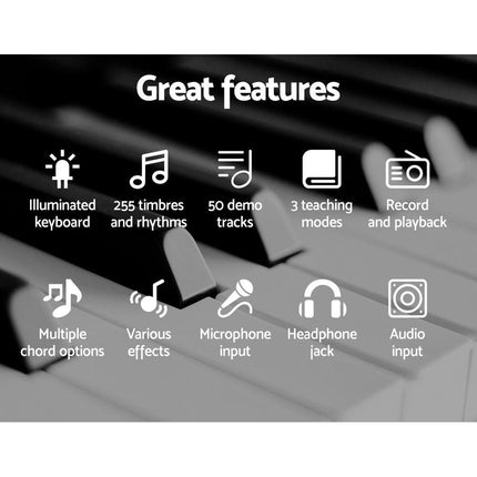 Alpha 61 Keys Electronic Piano Keyboard Digital Electric w/ Stand Lighted Pink.