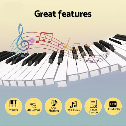 Alpha 37-Key Digital Piano Keyboard Electric Black.