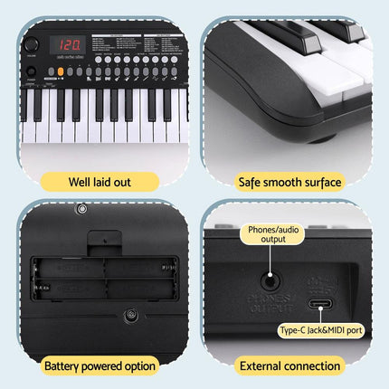 Alpha 37-Key Digital Piano Keyboard Electric Black.