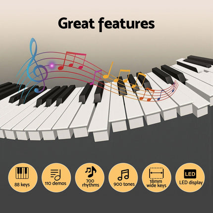 Alpha Piano Keyboard 88 Keys Electric Electronic Keyboard Piano Gift Black.