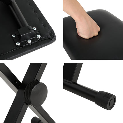 Alpha Piano Stool Adjustable Height Keyboard Seat Portable Bench Chair Black.