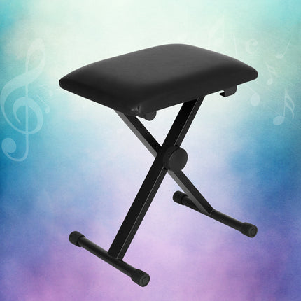 Alpha Piano Stool Adjustable Height Keyboard Seat Portable Bench Chair Black.