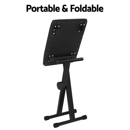 Alpha Piano Stool Adjustable Height Keyboard Seat Portable Bench Chair Black.