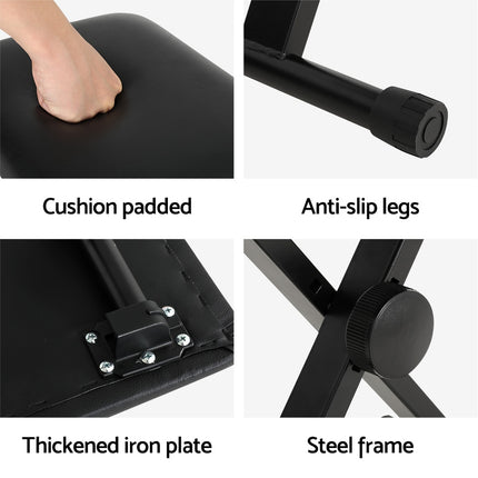 Alpha Piano Stool Adjustable Height Keyboard Seat Portable Bench Chair Black.