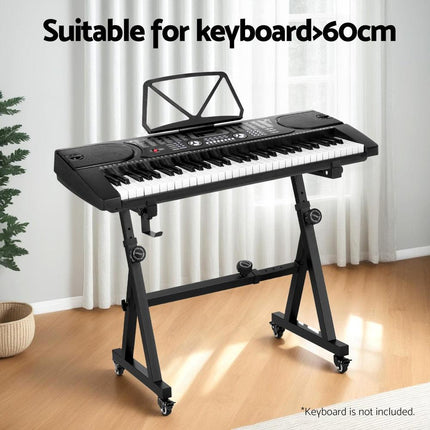 Alpha Heavy Duty Adjustable Piano Stand with Lockable Wheels Z-Stand Black.