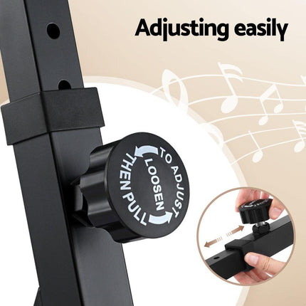 Alpha Heavy Duty Adjustable Piano Stand with Lockable Wheels Z-Stand Black.