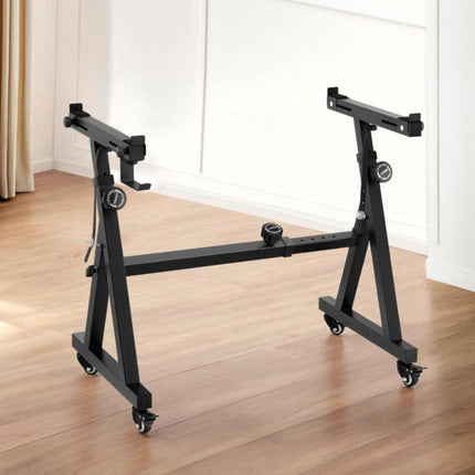 Alpha Heavy Duty Adjustable Piano Stand with Lockable Wheels Z-Stand Black.