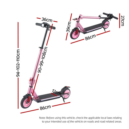 Electric Scooter 180W 18KM/H Adjustable Portable Foldable Height Riding Commuter Teens Adults