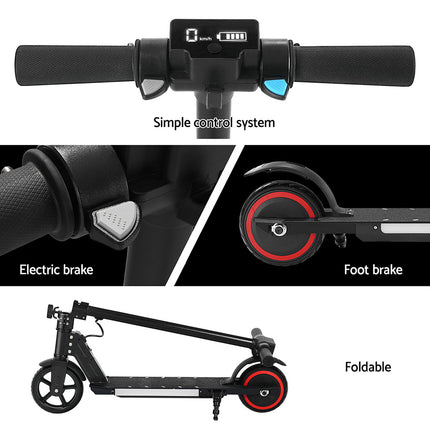 Electric Scooter 130W 16KM/H LED Light Folding Portable Riding Commuter Black.