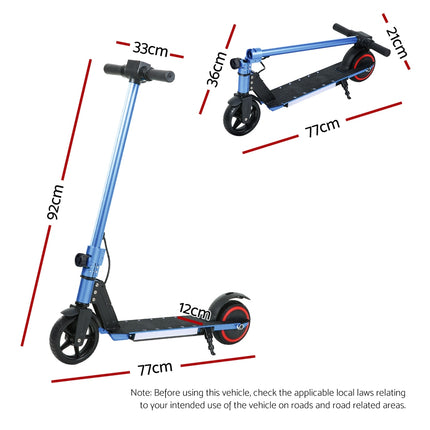 Electric Scooter 130W 16KM/H LED Light Folding Portable Riding Commuter Blue.