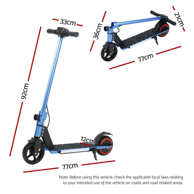 Electric Scooter 130W 16KM/H LED Light Folding Portable Riding Commuter Blue.