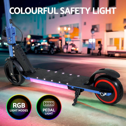 Electric Scooter 130W 16KM/H LED Light Folding Portable Riding Commuter Blue.
