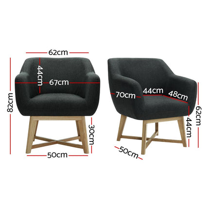 Artiss Armchair Tub Chair Charcoal Aston.
