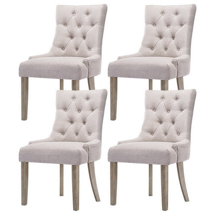 Artiss Dining Chairs Set of 4 Linen French Provincial Beige.