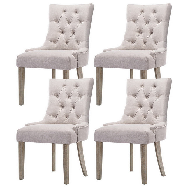 Artiss Dining Chairs Set of 4 Linen French Provincial Beige.