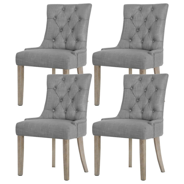 Artiss Dining Chairs Set of 4 Linen French Provincial Grey.