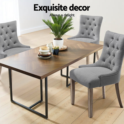 Artiss Dining Chairs Set of 4 Linen French Provincial Grey.