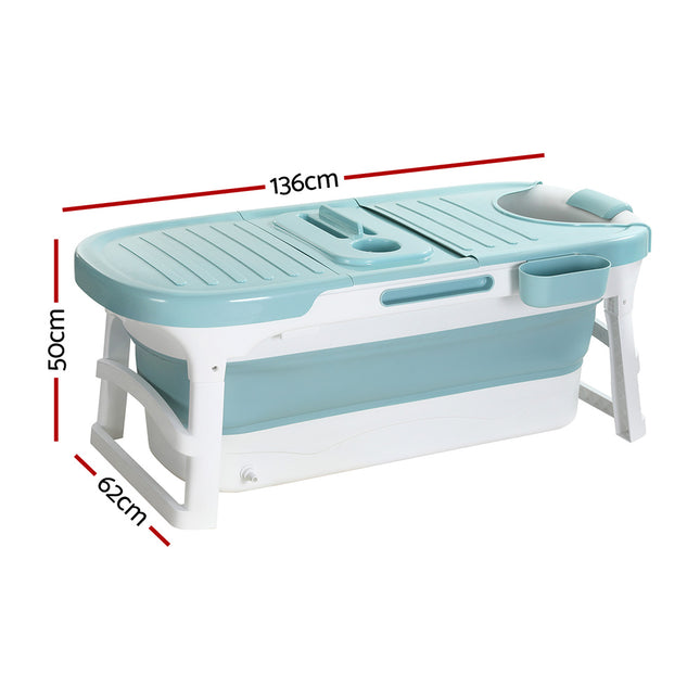Weisshorn Foldable Bathtub Portable Folding Water Spa with Cover Plate 136x62cm.