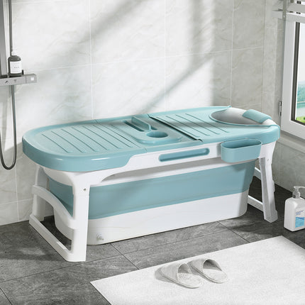 Weisshorn Foldable Bathtub Portable Folding Water Spa with Cover Plate 136x62cm.