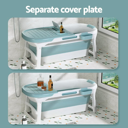 Weisshorn Foldable Bathtub Portable Folding Water Spa with Cover Plate 136x62cm.