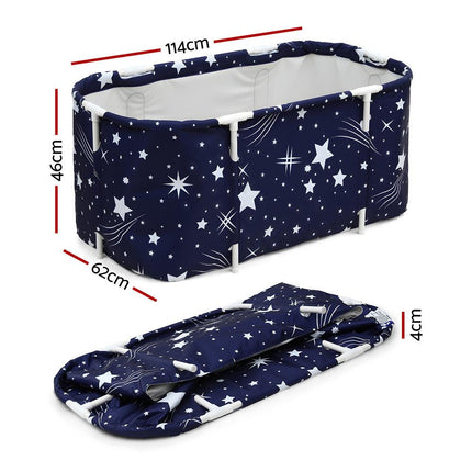 Weisshorn Foldable Bathtub PVC SPA Bucket Inflatable Cushion 114x62cm Star Navy.