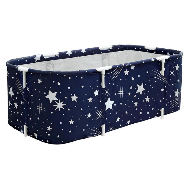 Weisshorn Foldable Bathtub PVC SPA Bucket Inflatable Cushion 134x65cm Star Navy.