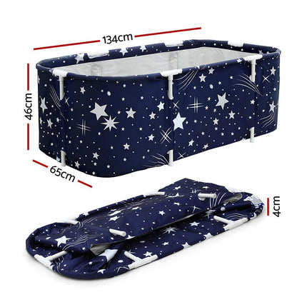 Weisshorn Foldable Bathtub PVC SPA Bucket Inflatable Cushion 134x65cm Star Navy.