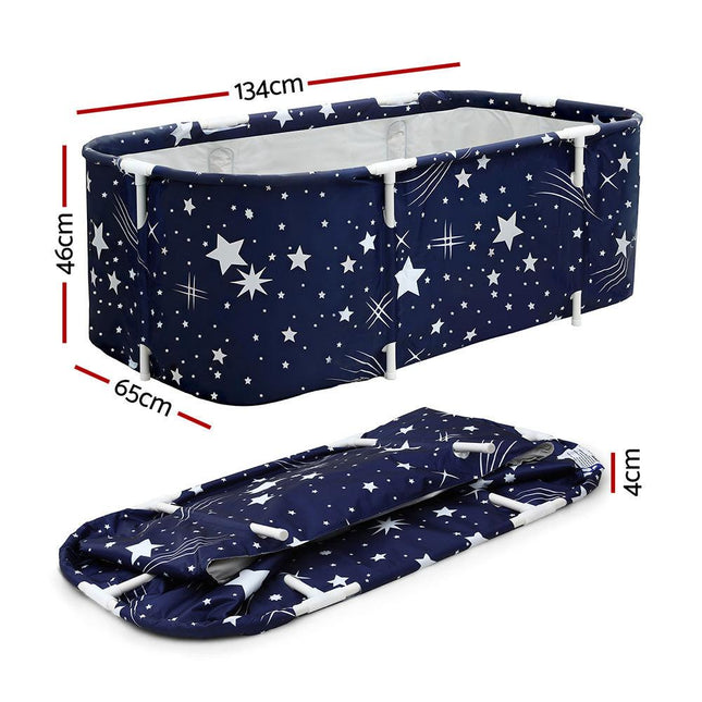 Weisshorn Foldable Bathtub PVC SPA Bucket Inflatable Cushion 134x65cm Star Navy.
