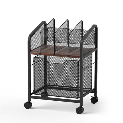 Artiss Mobile File Cabinet Rolling with Locking Wheels Wood Top Compact Storage Organiser Black.