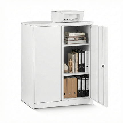 Artiss Steel Locker Cabinet Filing Mental Storage 3-Point Lock Adjustable Shelves White.