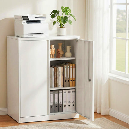Artiss Steel Locker Cabinet Filing Mental Storage 3-Point Lock Adjustable Shelves White.