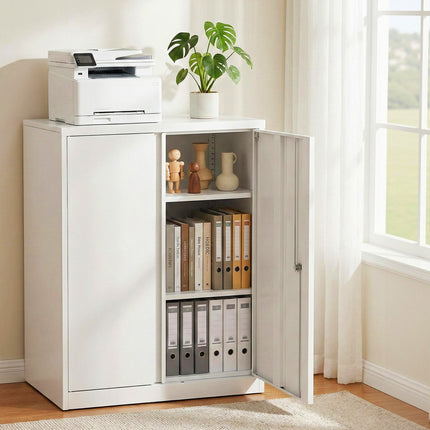 Artiss Steel Locker Cabinet Filing Mental Storage 3-Point Lock Adjustable Shelves White.
