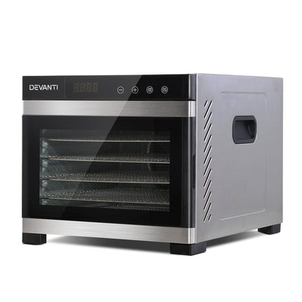 Devanti 6 Trays Food Dehydrator Stainless Steel Tray.