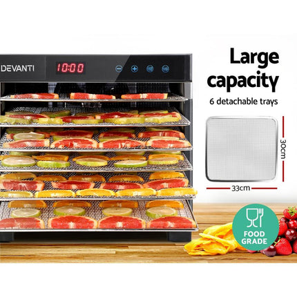 Devanti 6 Trays Food Dehydrator Stainless Steel Tray.