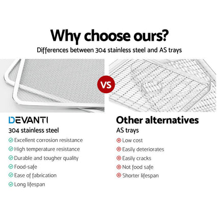 Devanti 9 Trays Food Dehydrator Stainless Steel Tray.