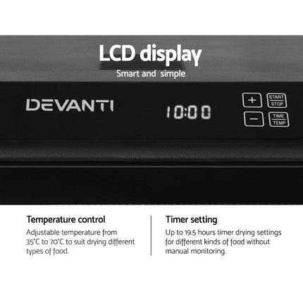 Devanti 6 Trays Food Dehydrator Stainless Steel Tray.