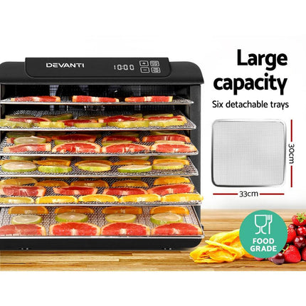 Devanti 6 Trays Food Dehydrator Stainless Steel Tray.
