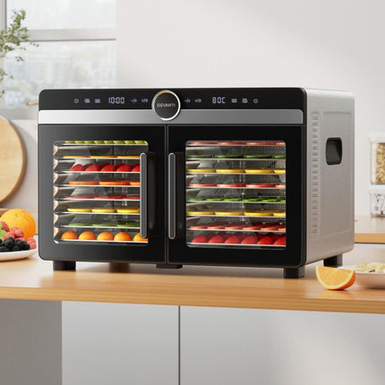 Devanti 16 Trays Food Dehydrator Dual-Zone Stainless Steel.