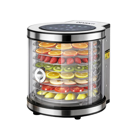 Devanti 8 Trays Food Dehydrator Stainless Steel Auto-Rotate 10 Programs 700W.