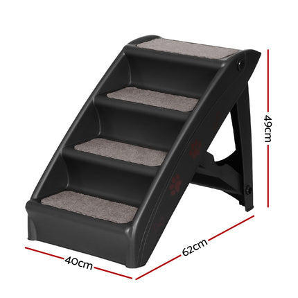 i.Pet Dog Ramp Steps For Bed Sofa Car Pet Stairs Ladder Portable Foldable Black.