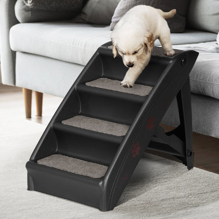 i.Pet Dog Ramp Steps For Bed Sofa Car Pet Stairs Ladder Portable Foldable Black.