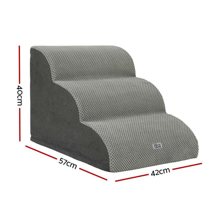i.Pet Dog Ramp Steps Foam 3 Tier Pet Stairs For Bed Sofa Car Portable Indoor.